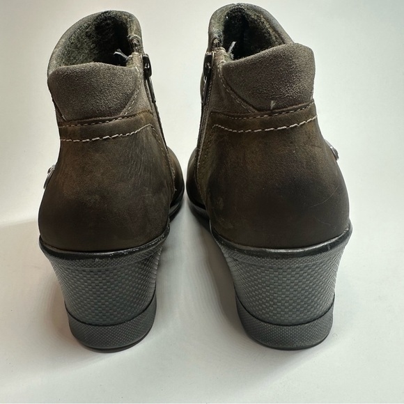 Keen Leather Booties Wedge Heel Chukka Boots Taupe Brindle Sz 8 38.5 Brown Lined - Picture 4 of 9